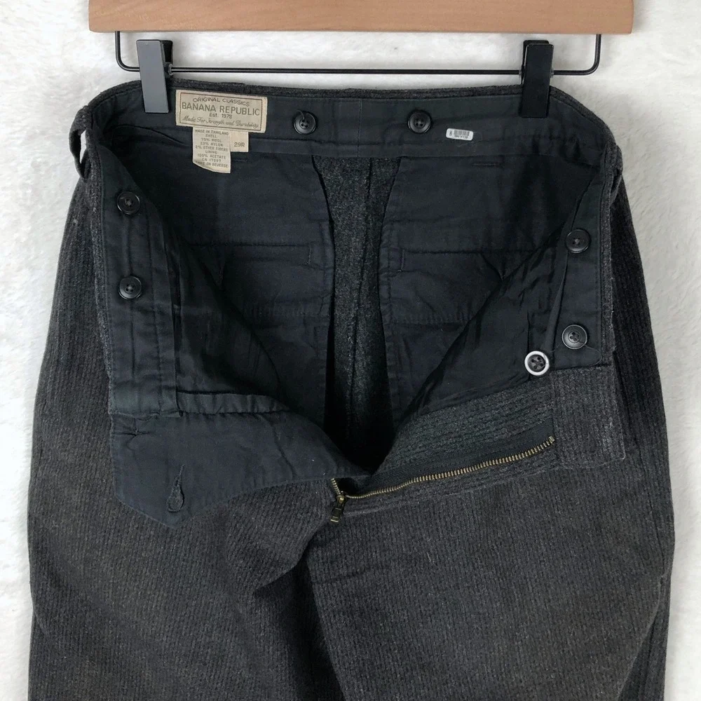 VTG BANANA REPUBLIC Original Classics Wool Blend Trousers Men's 29R Gray Flat